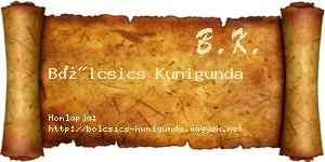Bölcsics Kunigunda névjegykártya